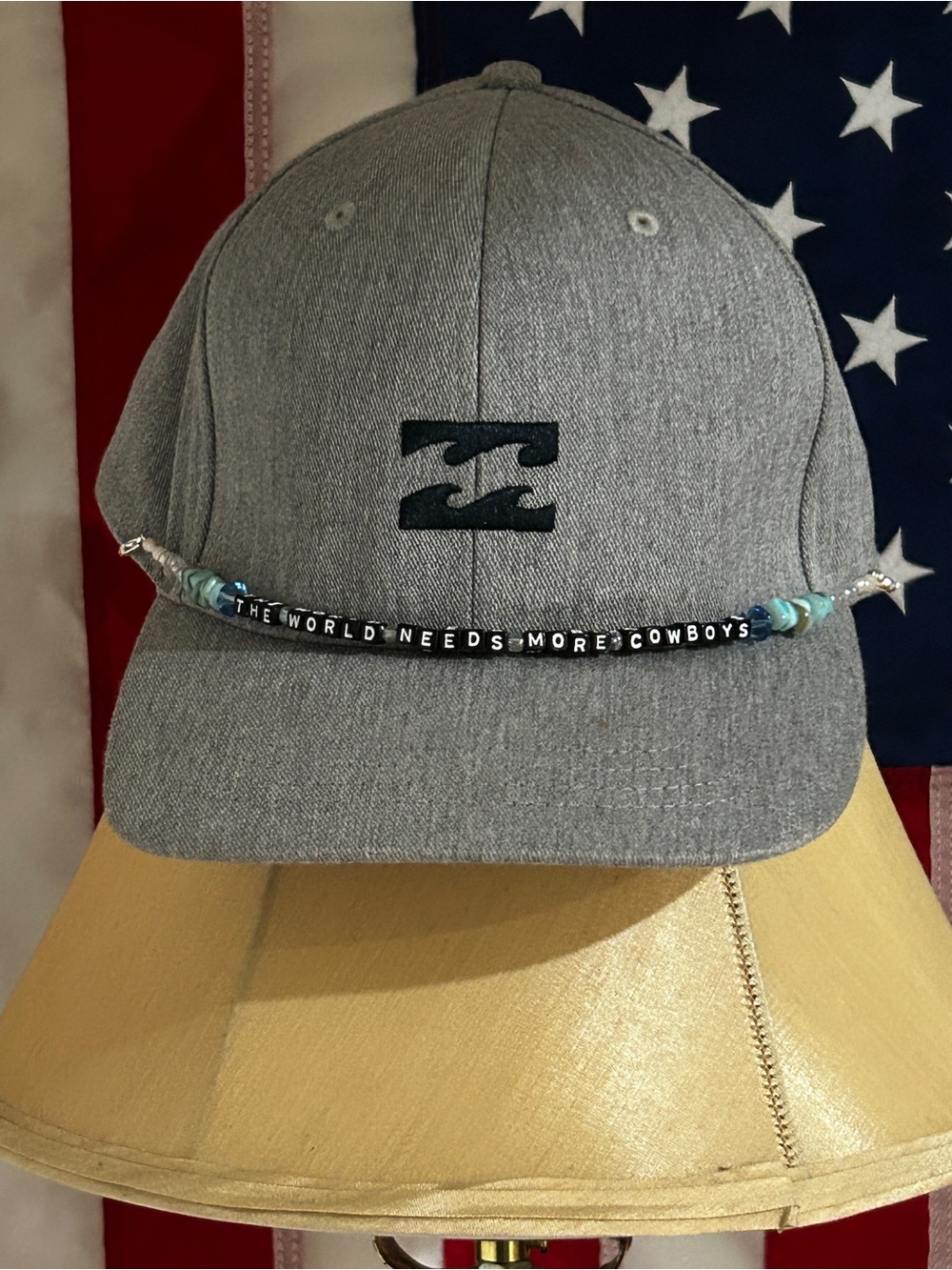 Beaded hat chain The World needs more cowboys handmade brand new